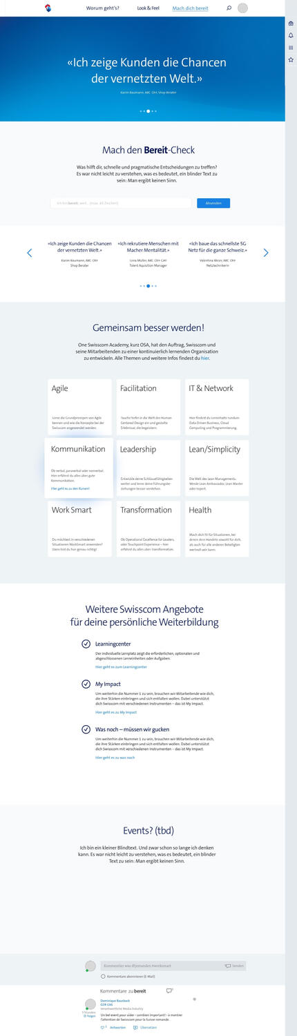 Swisscom #bereit Kampagne – UI/UX Realisierung