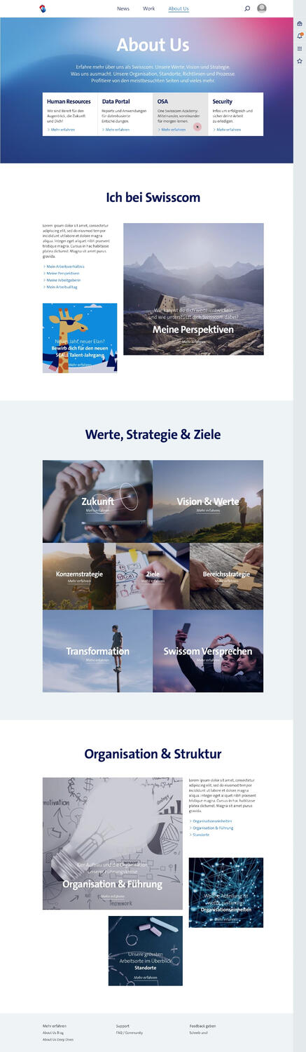 Swisscom AboutUs – UI/UX Design Realisierung